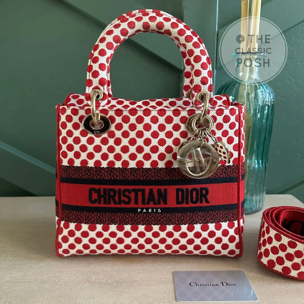 EUC Rare Christian Dior Lady D Lite Dioramour 2020 Lady Bug Dots Satchel Bag - Picture 1 of 16